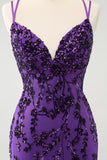 Purple Glitter Tight Appliques Homecoming Dress with Sequins