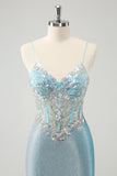 Sparkly Light Blue Tight Homecoming Dress with Beading