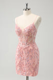 Glitter Blush Beaded Tight Homecoming Dress