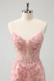 Glitter Blush Beaded Tight Homecoming Dress