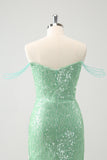 Green Tight V Neck Homecoming Dress with Sequins