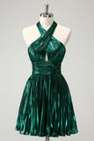 Sparkly Metallic Dark Green Short Homecoming Dress