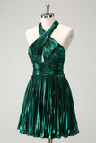 Sparkly Metallic Dark Green Short Homecoming Dress