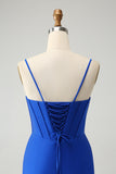 Royal Blue Corset Tight Homecoming Dress With Beading