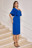 Royal Blue V Neck Chiffon Half Sleeves Short Prom Dress