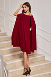 Cape Sleeve Burgundy Off The Shoulder Tight Short Prom Dress