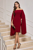 Cape Sleeve Burgundy Off The Shoulder Tight Short Prom Dress