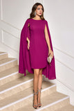 Grape Purple Cape Sleeve Tight Prom Dress