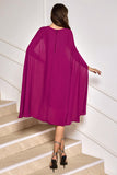Grape Purple Cape Sleeve Tight Prom Dress