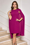 Grape Purple Cape Sleeve Tight Prom Dress