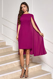 Grape Purple Cape Sleeve Tight Prom Dress