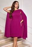 Grape Purple Cape Sleeve Tight Prom Dress