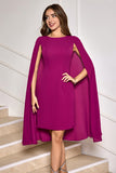 Grape Purple Cape Sleeve Tight Prom Dress