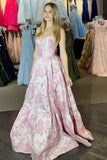 Corset Blush A Line Floral Prom Dress