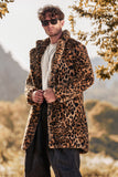 Winter Mid-Length Leopard Faux Fur Men Coat