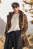 Winter Mid-Length Leopard Faux Fur Men Coat