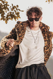 Winter Mid-Length Leopard Faux Fur Men Coat