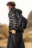 Men Leopard Faux Fur Zip-Up Hoodie Coat