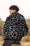 Men Leopard Faux Fur Zip-Up Hoodie Coat