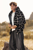 Men Leopard Faux Fur Zip-Up Hoodie Coat