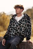 Men Leopard Faux Fur Zip-Up Hoodie Coat