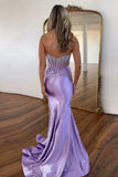 Mermaid Corset Tight Purple Prom Dress with Beaded