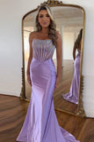 Mermaid Corset Tight Purple Prom Dress with Beaded