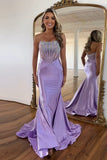 Mermaid Corset Tight Purple Prom Dress with Beaded