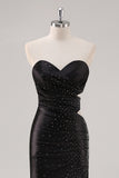 Sparkly Black Mermaid Strapless Prom Dress