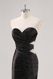 Sparkly Black Mermaid Strapless Prom Dress