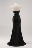 Sparkly Black Mermaid Strapless Prom Dress