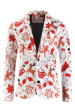 Printed Christmas White 3-Piece One Button Prom Men's Suits