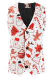 Printed Christmas White 3-Piece One Button Prom Men's Suits