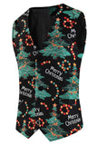 Dark Green Printed 3 Piece Christmas Men's Suits