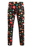 Men's Christmas Printed Black 3 Piece Party Suits