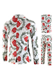 White Christmas Printed 3-Piece One Button Men's Suits