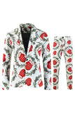 White Christmas Printed 3-Piece One Button Men's Suits