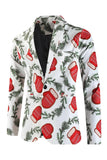 White Christmas Printed 3-Piece One Button Men's Suits