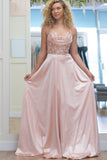 Sparkly Pink Appliques Corset A Line Prom Dress