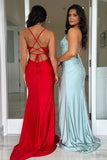 Sparkly Royal Blue Beaded Corset Tight Prom Dress with Slit