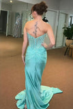 Sparkly Beaded Golden Corset Strapless Prom Dress with Slit