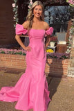 Pink Off The Shoulder Mermaid Prom Dress