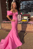Pink Off The Shoulder Mermaid Prom Dress