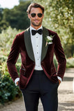 One Button Dark Red Shawl Lapel 2 Pieces Men Prom Suits