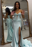 Light Green Sweetheart Hollow-out Mermaid Prom Dress with Slit