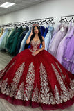 Sparkly Tulle Beads Appliques Off The Shoulder Quinceanera Dress
