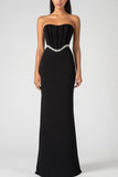 Black Strapless Corset Sheath Sequins Prom Dress