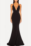 Black Mermaid Deep V-Neck Prom Dress