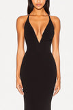 Black Mermaid Deep V-Neck Prom Dress