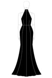 Halter Neck Black Ruffles Mermaid Long Prom Dress with Slit